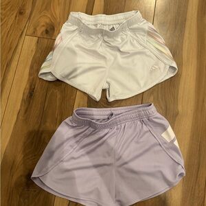 Adidas Women's White and Lavender Athletic Shorts